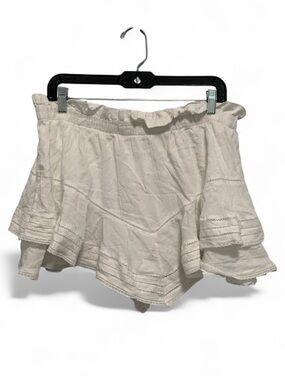 Aerie White Ruffled Tiered Mini Skirt with Shorts